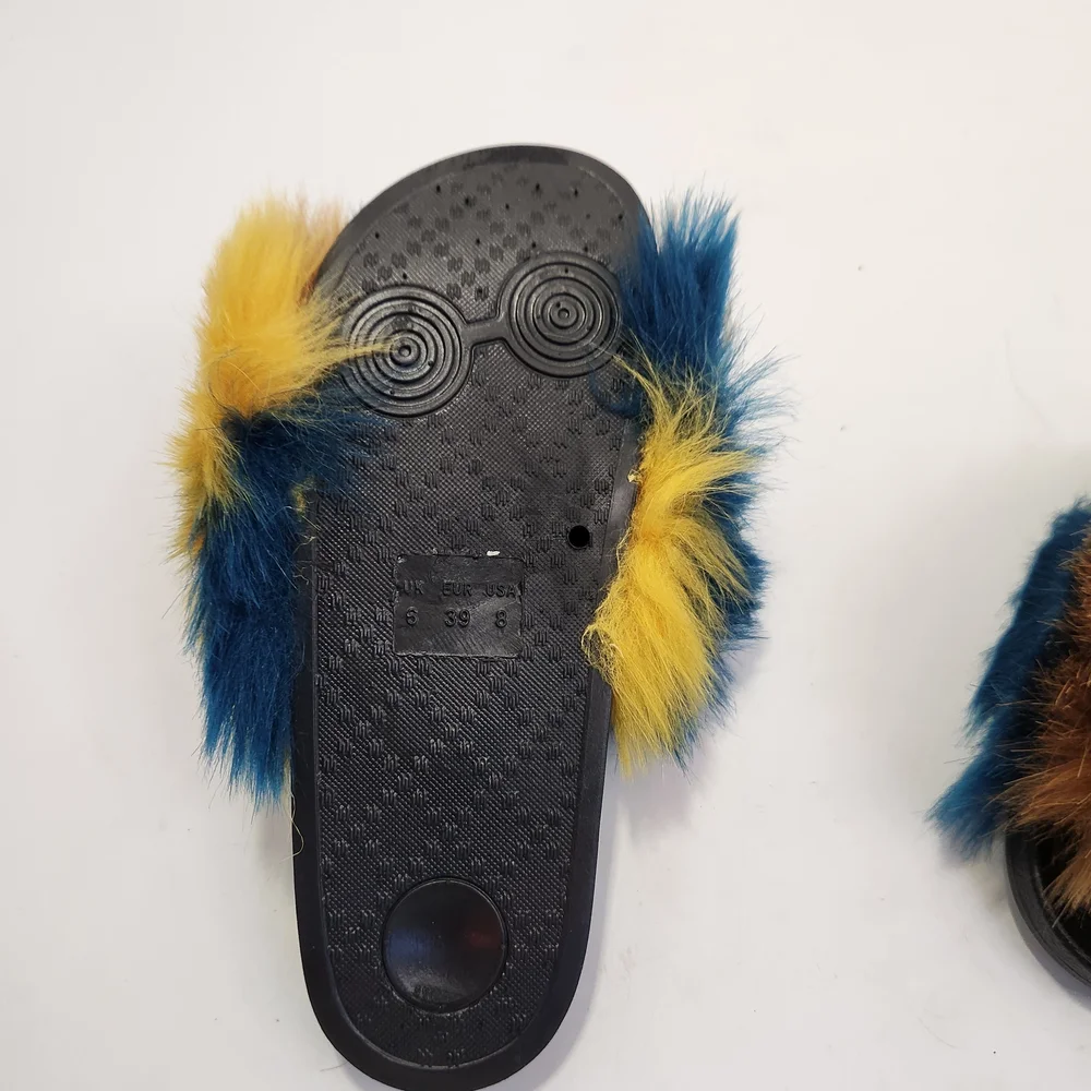 Colorful Fur Slide Sandals